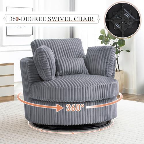 Round Swivel Barrel Chair with Ottoman for Living Room Bedroom G375183