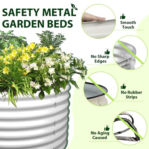 Galvanized Raised Garden Bed Oval Metal Planter Box for Vegetables Flowers U63502