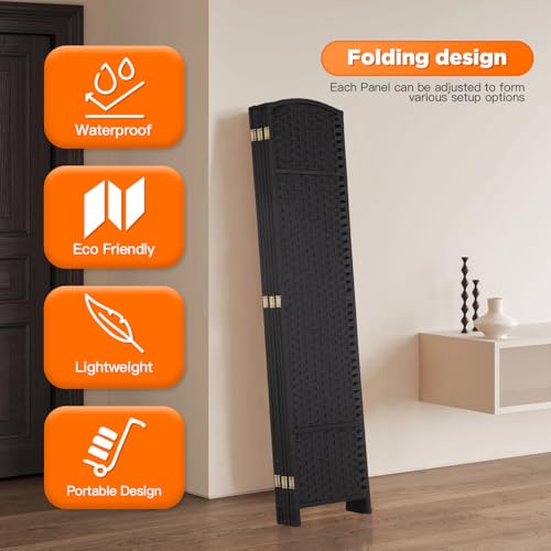 4 Panel Room Divider Screen 5.6 Ft Tall Folding Privacy Partition H959002
