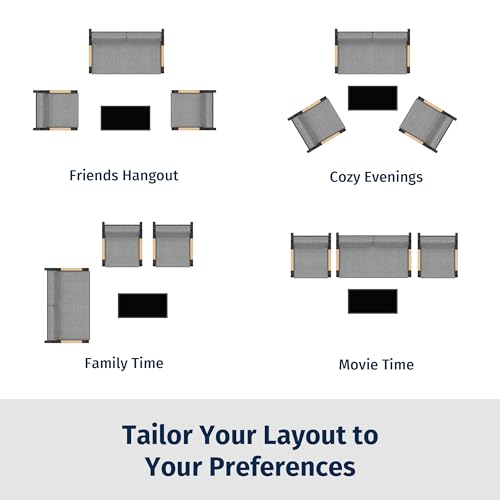 4-Piece Outdoor Patio Furniture Set with Sofa and Tempered Glass Table B6490