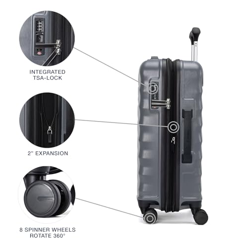 Hardside Expandable Carry-On Luggage with 8 Spinner Wheels and TSA Lock Q7052