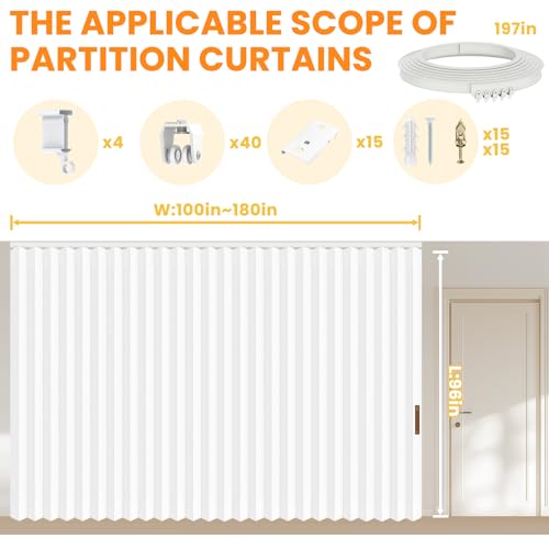 Blackout Accordion Room Divider Curtains with Ceiling Track for Bedroom Patio Sliding Door Q924855