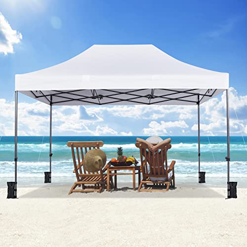Heavy Duty Pop Up Canopy Tent 10x20 with Wheeled Carry Bag, White Q36763