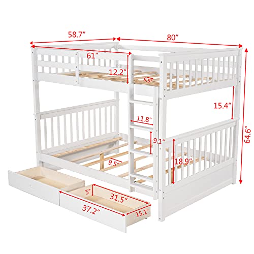 Twin Over Full Bunk Bed with Slide and Stairs for Kids I642