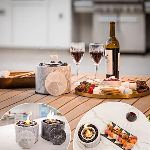 Tabletop Fire Pit Bowl - Portable Marble Fireplace, Indoor Outdoor, Mini Fire Pit for Patio Balcony, S'Mores Maker T8447