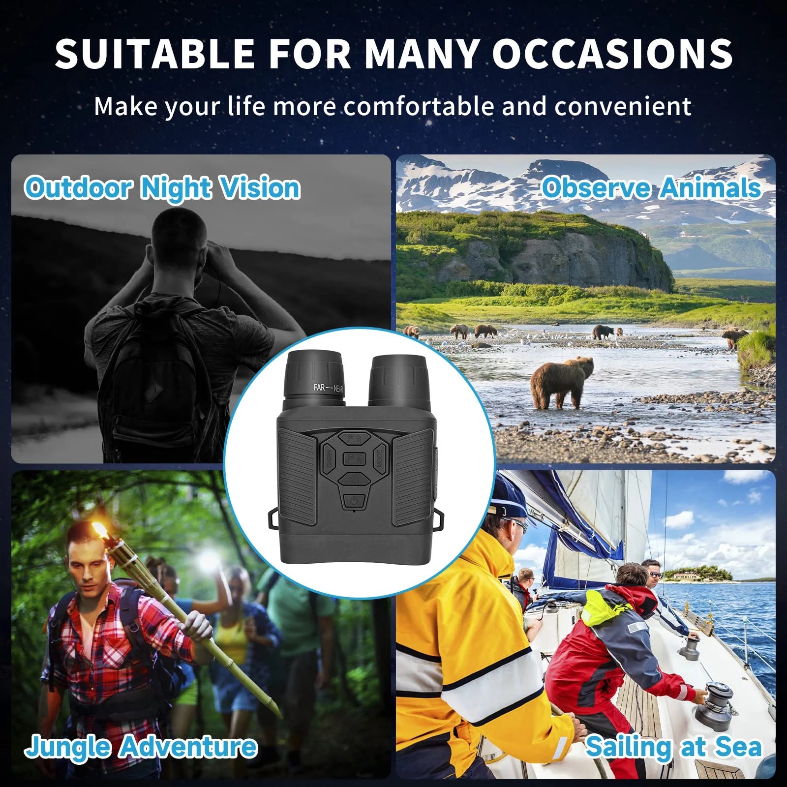 Night Vision Binoculars with 32GB SD Card, 4K 5x Zoom for Hunting V961985