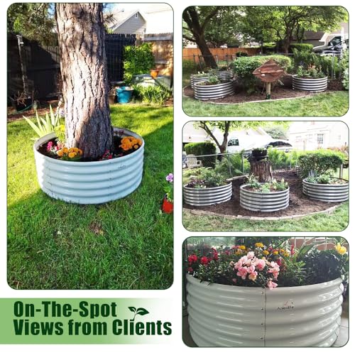 Galvanized Raised Garden Bed Oval Metal Planter Box for Vegetables Flowers U63502