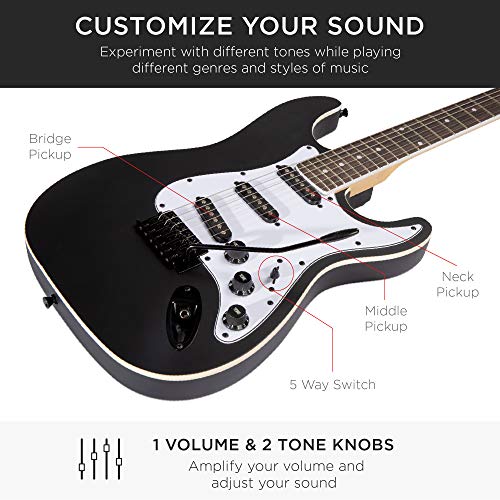 39in Full Size Beginner Electric Guitar Starter Kit with Case and Amp E13920