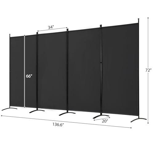 3 Panel Room Divider Folding Partition Privacy Screens, Freestanding Fabric Panel, 102" W x 71" H S7520