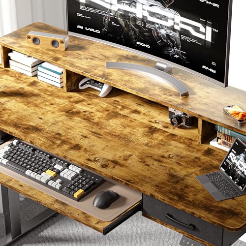 Electric Standing Desk with 2 Drawers, Height Adjustable for Home Office W495