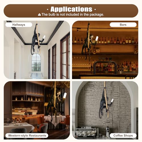 Monkey Pendant Light, Industrial Retro Ceiling Lamp for Dining Room S817