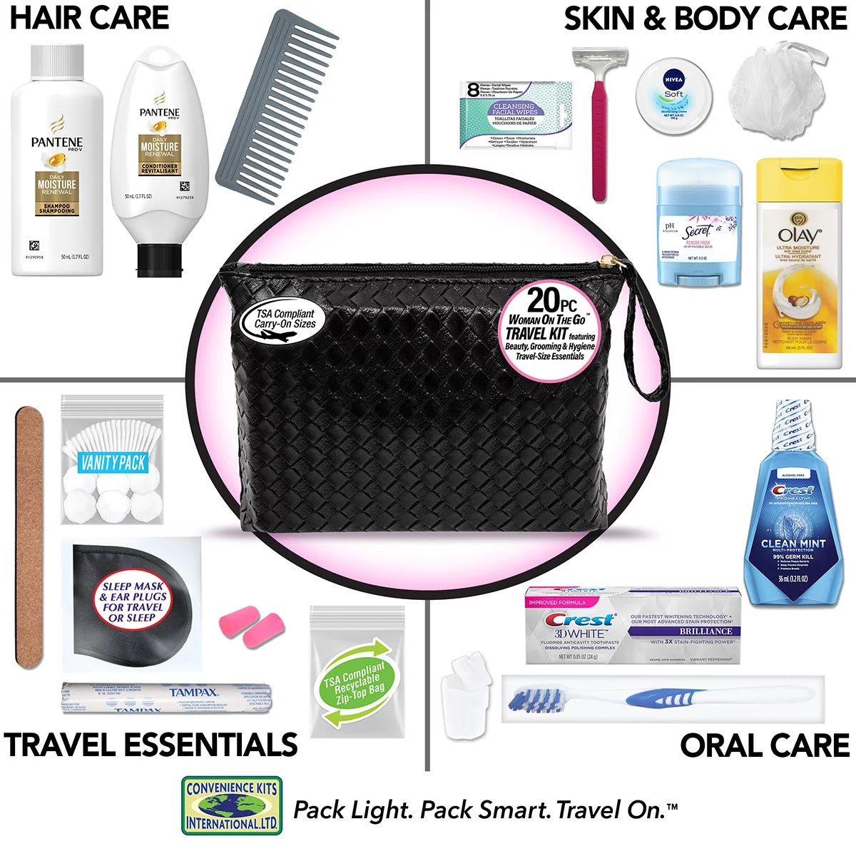 20-Piece Travel Essentials Kit with Cosmetic Bag G98193