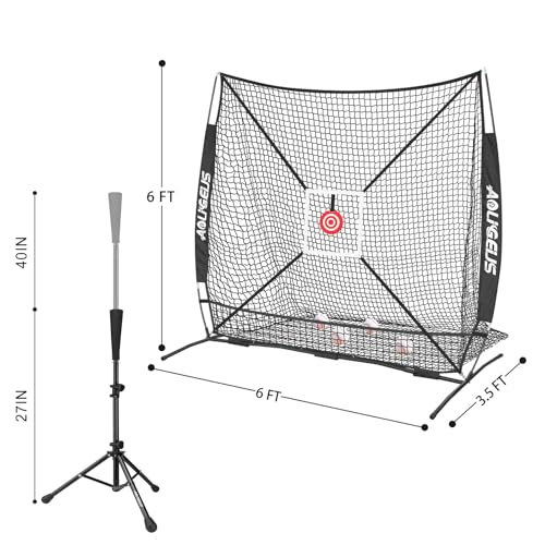 Baseball Softball Practice Net with Batting Tee and Strike Zone Target O4170