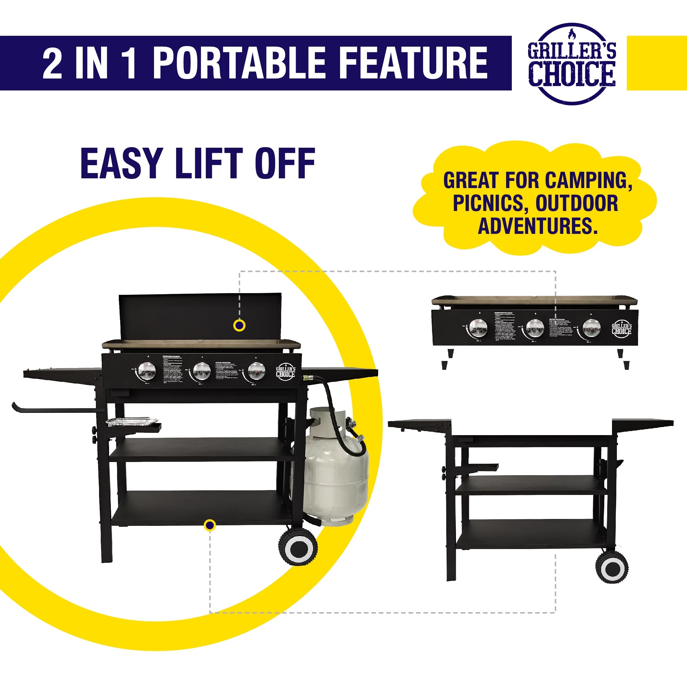 Outdoor Griddle Grill Propane Flat Top with Hood I6574