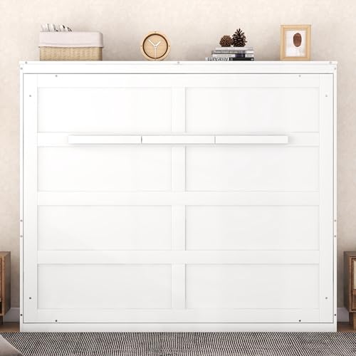 Modern Farmhouse Solid Wood Murphy Cabinet Bed Queen Gray B72702