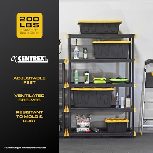 5-Tier Heavy Duty Plastic Storage Shelving Unit, 200lbs per Shelf, Indoor Outdoor L93051
