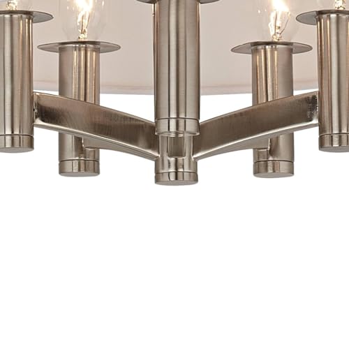 Modern Semi-Flush Mount Ceiling Light with Fabric Drum Shade E430