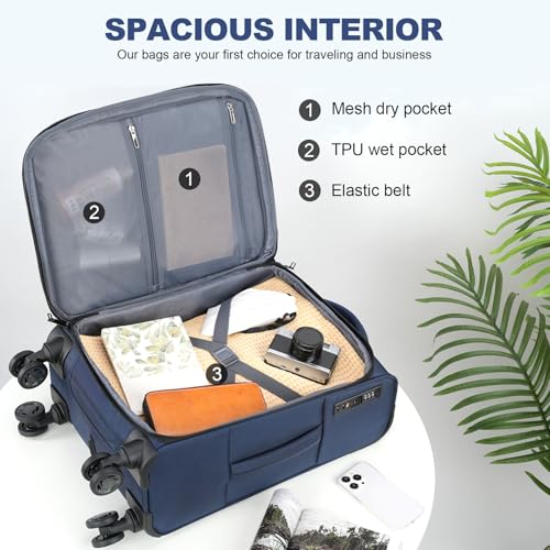 Softside Expandable Carry On Luggage with Spinner Wheels and TSA Lock B846
