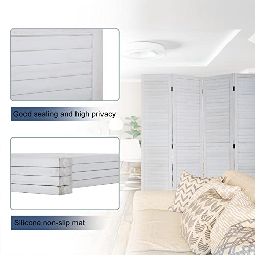 6 Panel Wood Room Divider Privacy Screen Freestanding White U13428