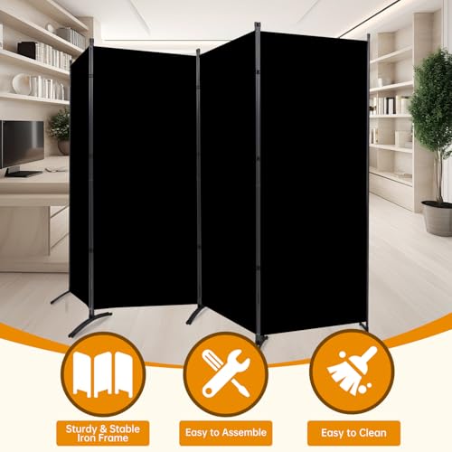 Room Divider Screen 3 Panel Folding Partition with Metal Frame, Grey N348