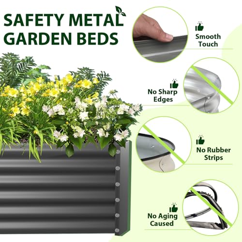 Galvanized Raised Garden Bed Oval Metal Planter Box for Vegetables Flowers U63502