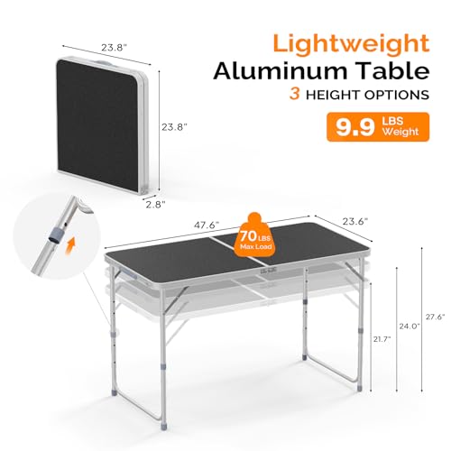 3ft Aluminum Folding Camping Table with Carrying Handle O3096