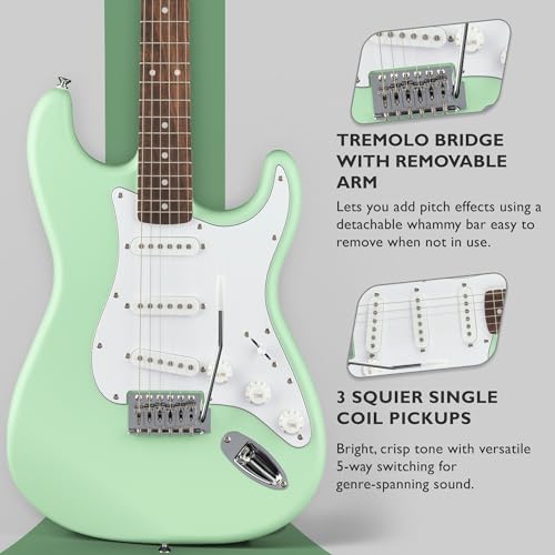 Stratocaster Electric Guitar Bundle with Amplifier, Gig Bag, Strap, Cable, Picks, and DVD F102