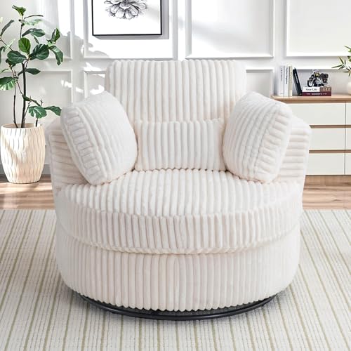 Round Swivel Barrel Chair with Ottoman for Living Room Bedroom G375183