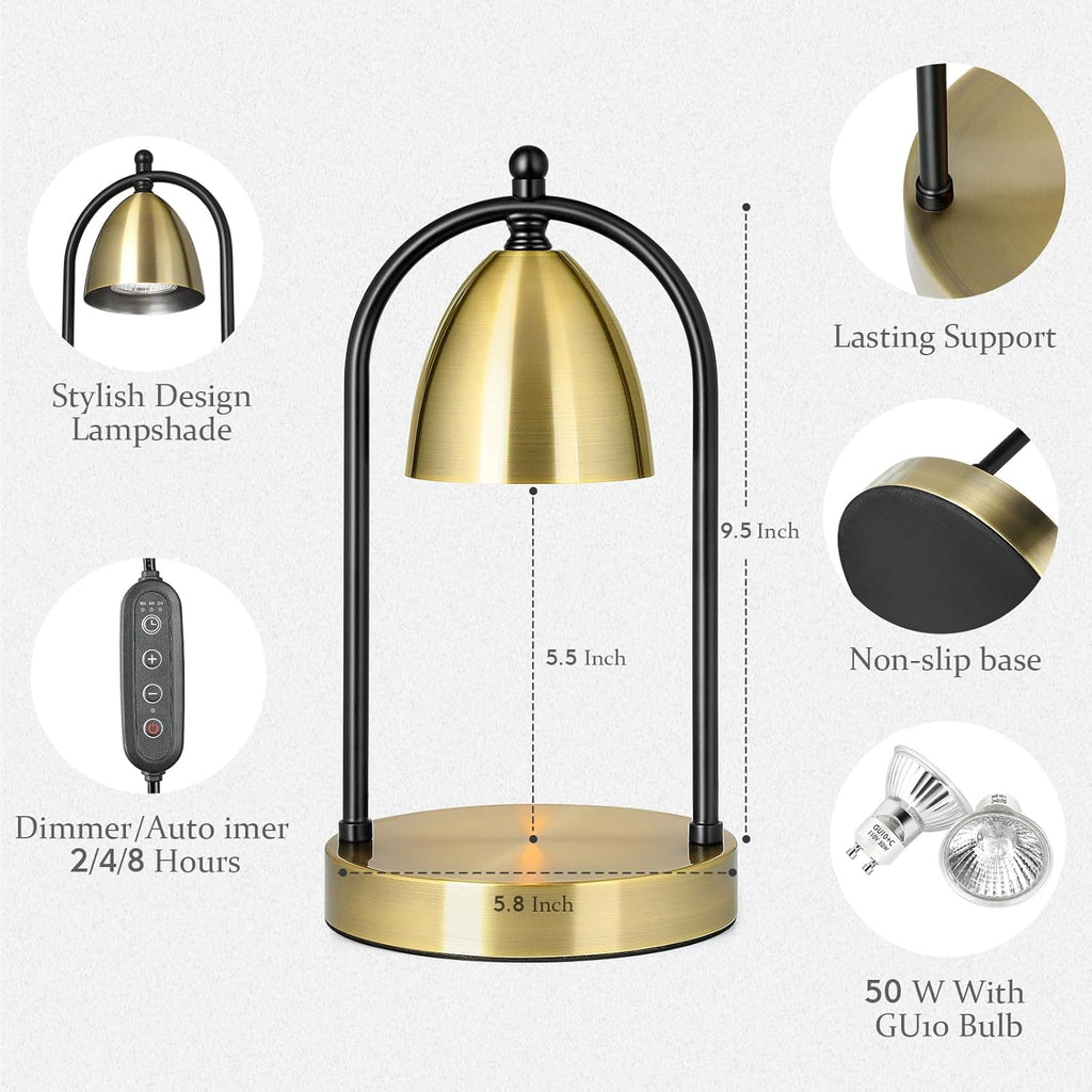 Candle Warmer Lamp with Timer, Dimmable, Auto Shut Off, 2 Bulbs U87647