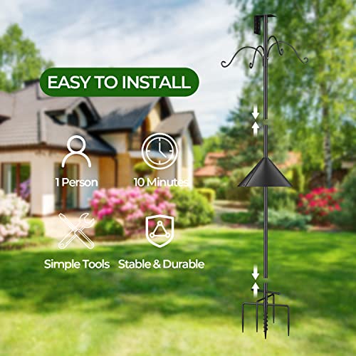 Bird Feeder Pole 92 Inch with 5-Prong Anchor, Adjustable Mount Kit for Wild Birds D7200