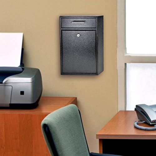 High Security Steel Locking Wall Mounted Mailbox, Black U4819
