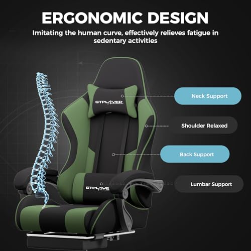 Gaming Chair with Footrest and Lumbar Support, Height Adjustable, Blue Y9034