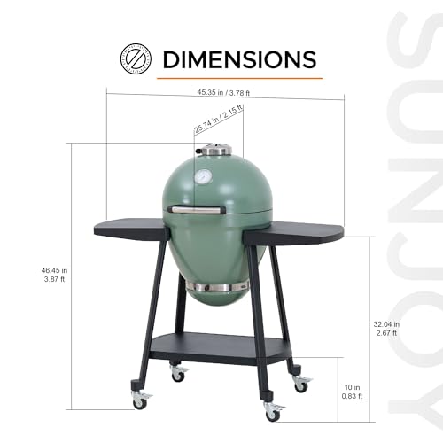 Charcoal Kamado Grill with Pizza Stone and Wheels Y970299