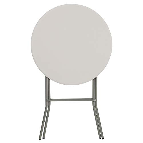 Round Folding Bar Height Table for Parties and Events, Indoor/Outdoor, White Y30232