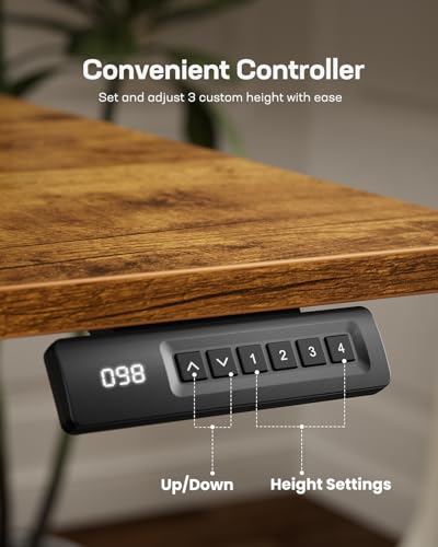 Electric Standing Desk with Drawers, Height Adjustable, Black C6615