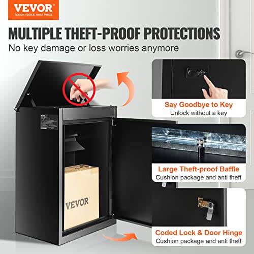Extra Large Wall Mounted Lockable Parcel Drop Box, Galvanized Steel, Waterproof V627