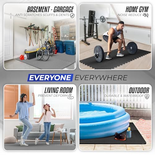 Puzzle Exercise Mat for Home Gym, EVA Interlocking Foam Floor Tiles with Border O344855