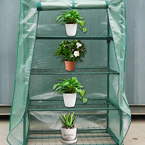 4 Tier Greenhouse Replacement Cover with Roll-Up Zipper Door U89759