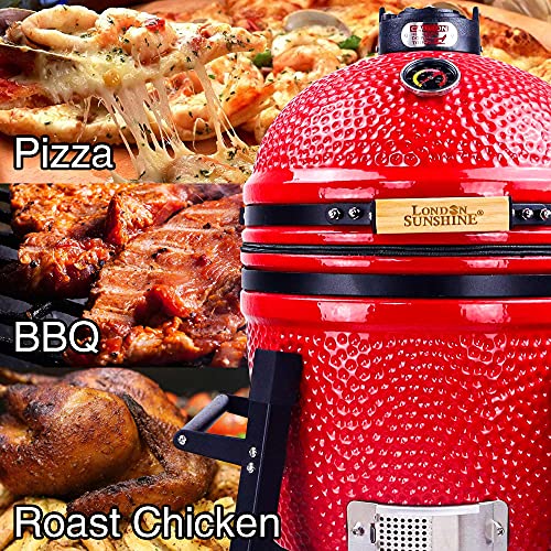 Ceramic Kamado Charcoal BBQ Grill and Smoker, 15 Inch with Tall Stand Z263