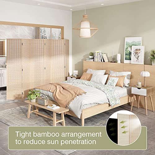 Bamboo Room Divider 6 Panel Folding Privacy Screen for Home H37149