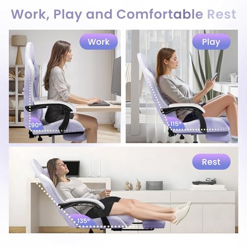 Gaming Chair with Footrest Lumbar Support High Back Recliner Ergonomic Leather L124