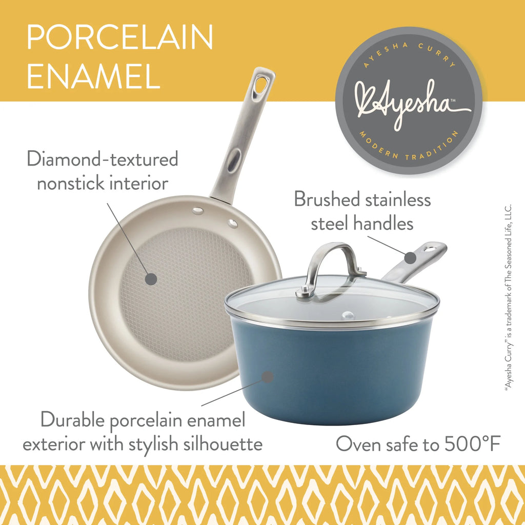 Porcelain Enamel Nonstick Covered Saucepan, 3 Quart Z82421