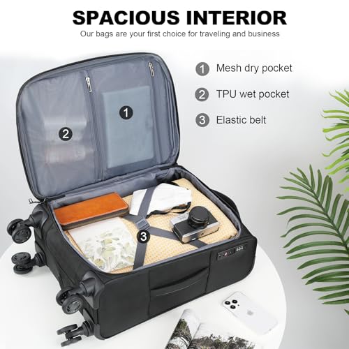 Softside Expandable Carry On Luggage with Spinner Wheels and TSA Lock B846