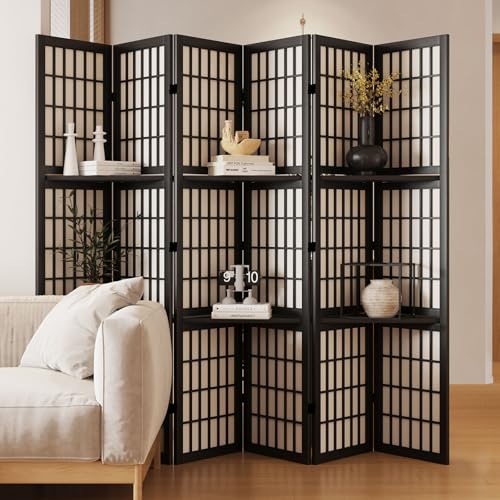 Japanese Shoji Style Folding Room Divider, 4 Panels, Black G5567