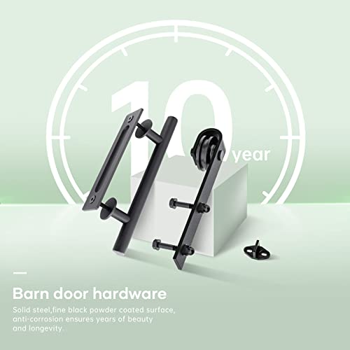 Double 21x84in White Barn Door with 7FT Sliding Hardware Kit, MDF, PVC Surface, DIY Assembly R60322
