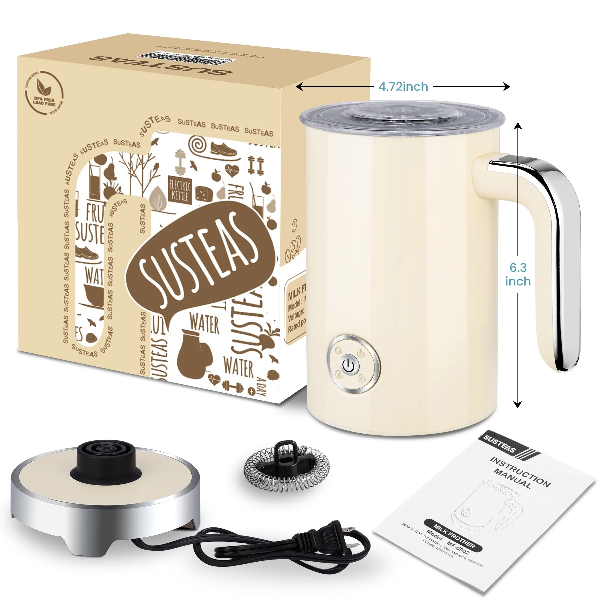 Electric Milk Frother and Steamer with 4 Settings for Coffee X708