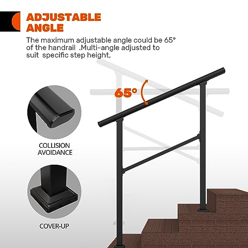 Outdoor Stair Railing for 2-3 Steps with Installation Kit T7933