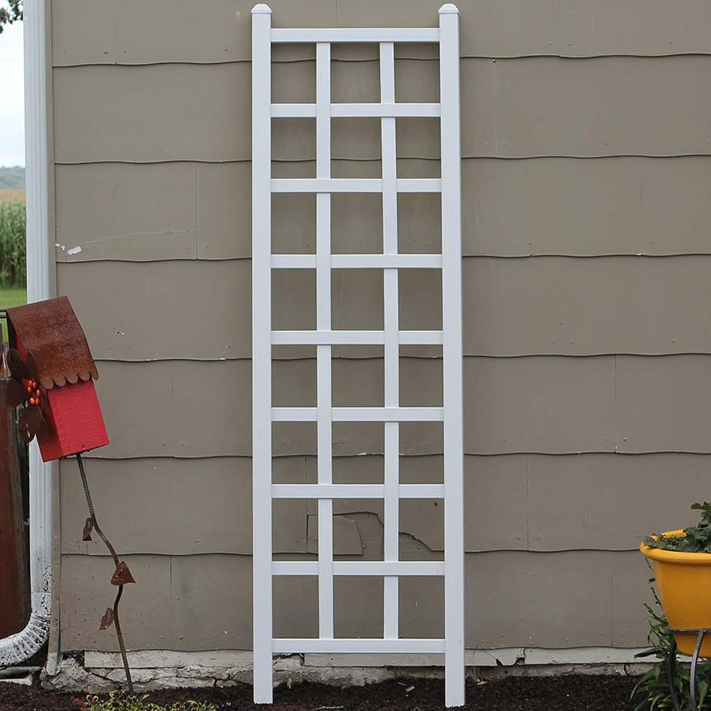 PVC Vinyl Outdoor Garden Patio Trellis with Ground Anchors, White M9343