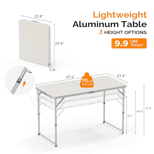 3ft Aluminum Folding Camping Table with Carrying Handle O3096