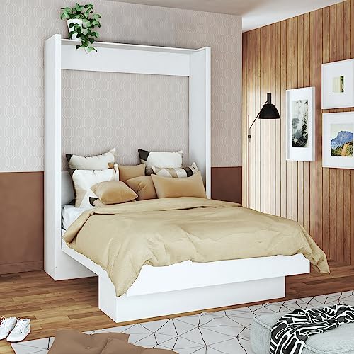 Full Murphy Wall Bed in White with Shelf Q5664